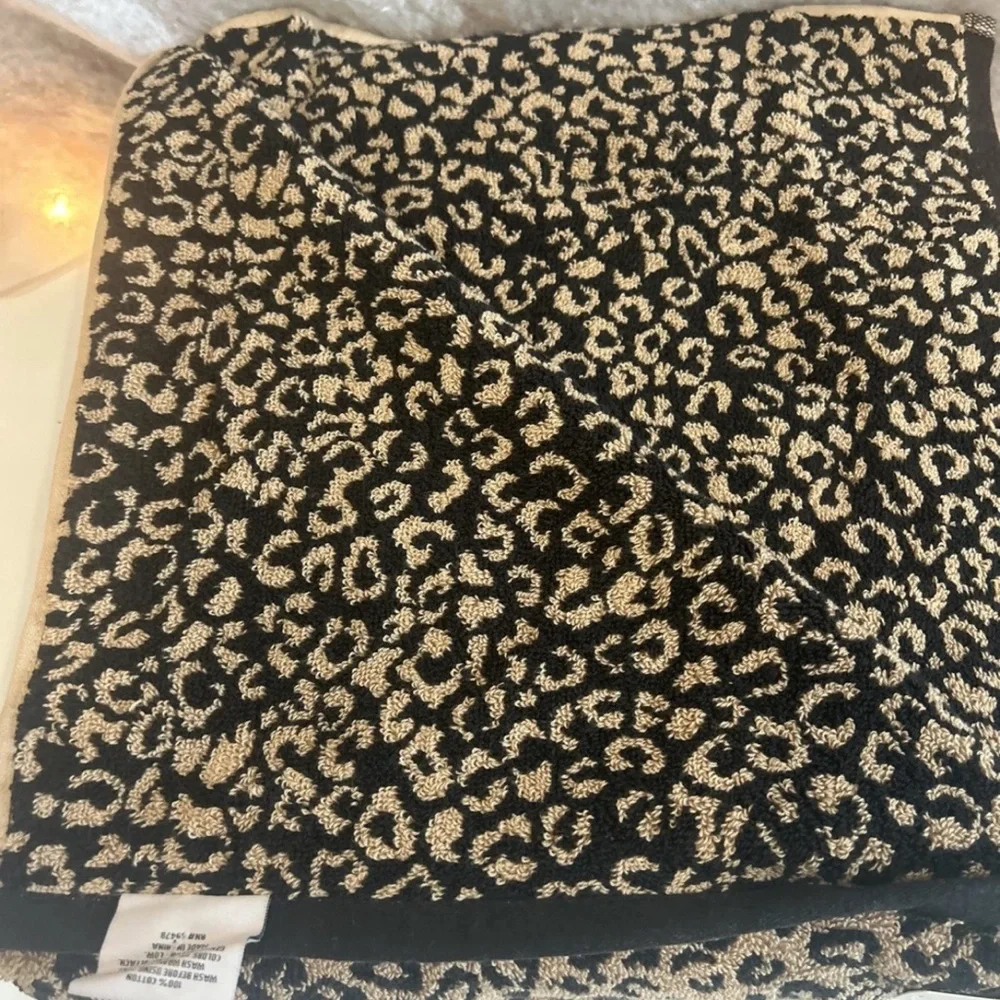 Rachel Zoe 8/Set Leopard Cheetah Animal Print Bath Hand Wash Towel Brown Black